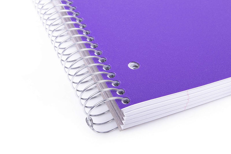 Mintra Office Durable Spiral Notebooks, 5 Subject, (Purple, Wide Ruled 1pk), 200 Sheets, Poly Pockets, Moisture Resistant Cover, School, Office, Business, Professional - Image 5
